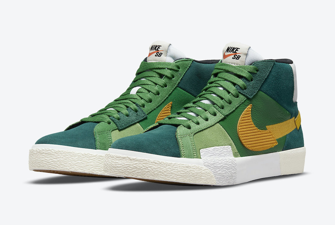 Nike SB Blazer Mid Mosaic Green Yellow DA8854-300 Release Date Info