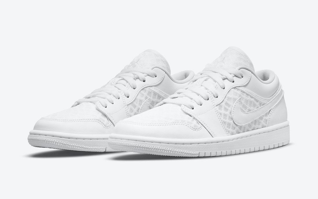 Air Jordan 1 Low in All-White with Mesh and Leather