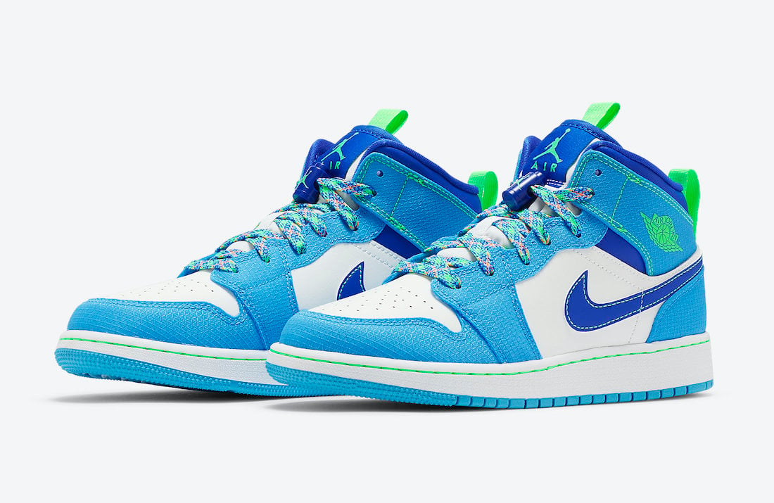 green blue and white jordans