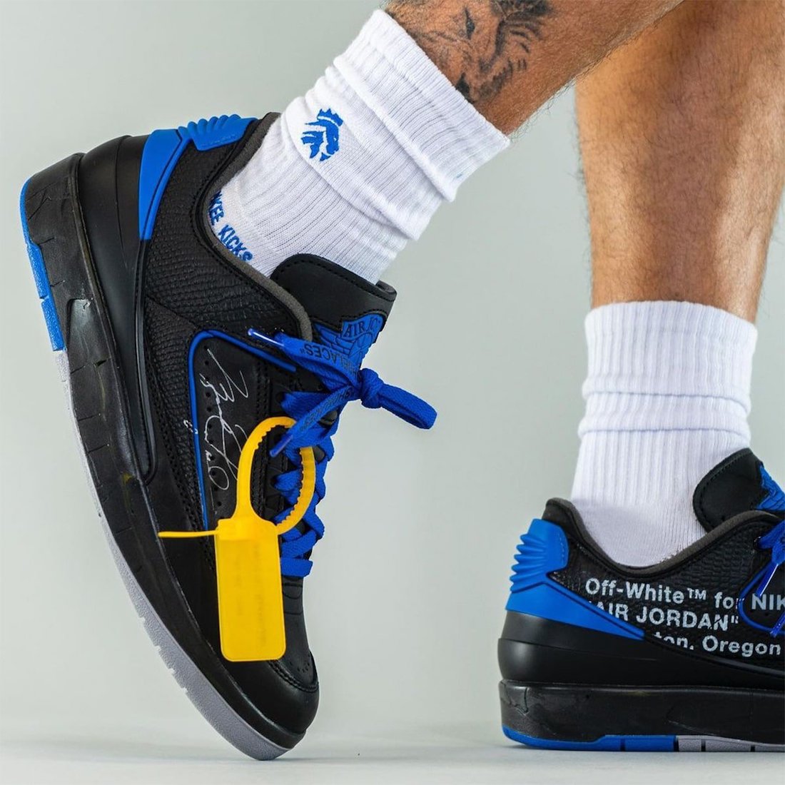 Off-White Air Jordan 2 Low Black Blue DJ4375-004 On-Feet