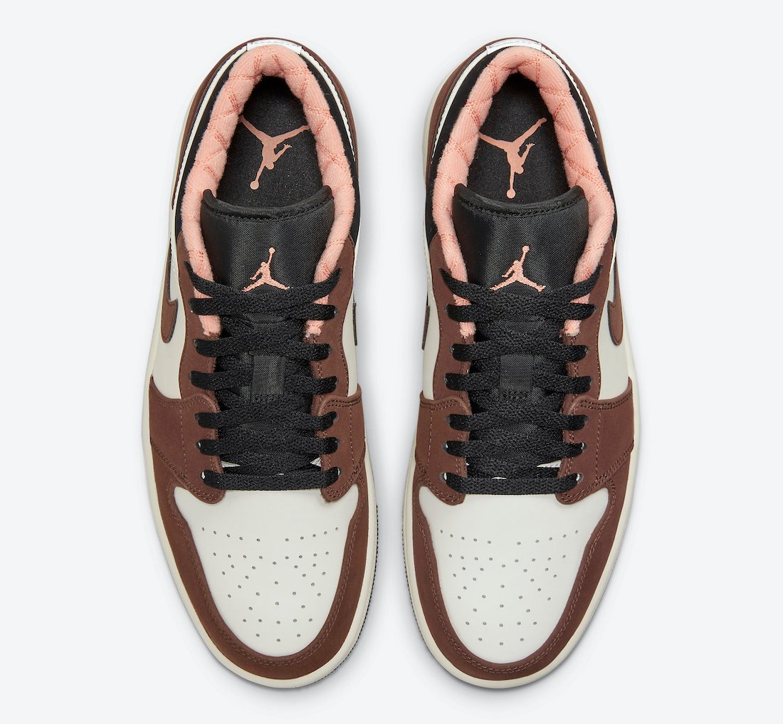 brown air jordan 1 with pink laces