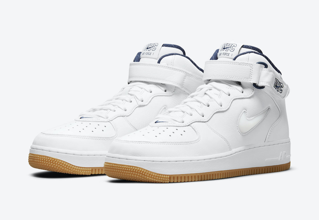 Nike Air Force 1 Mid NYC White Midnight Navy Gum DH5622-100 Release Date Info