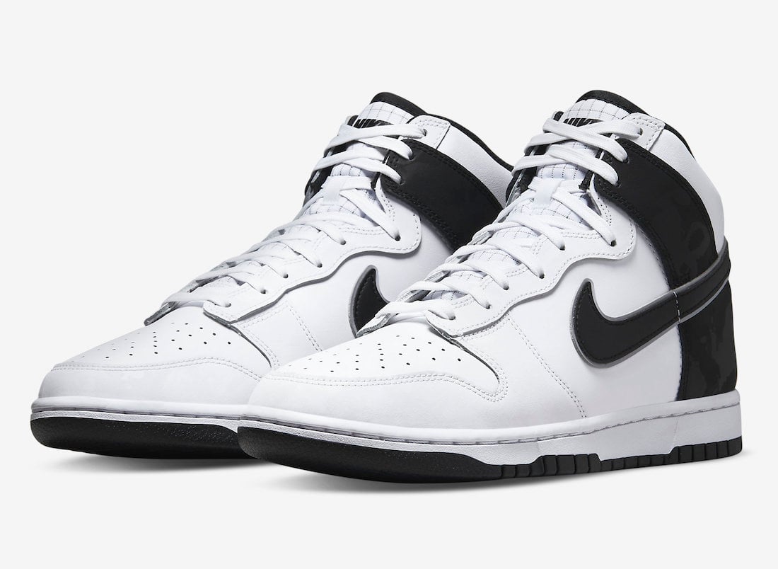 Nike Dunk High in White and Black with Grid Tongues