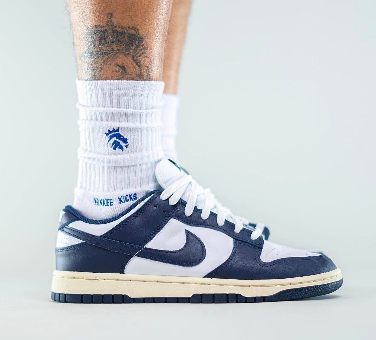 Nike Dunk Low Navy White Aged On-Feet