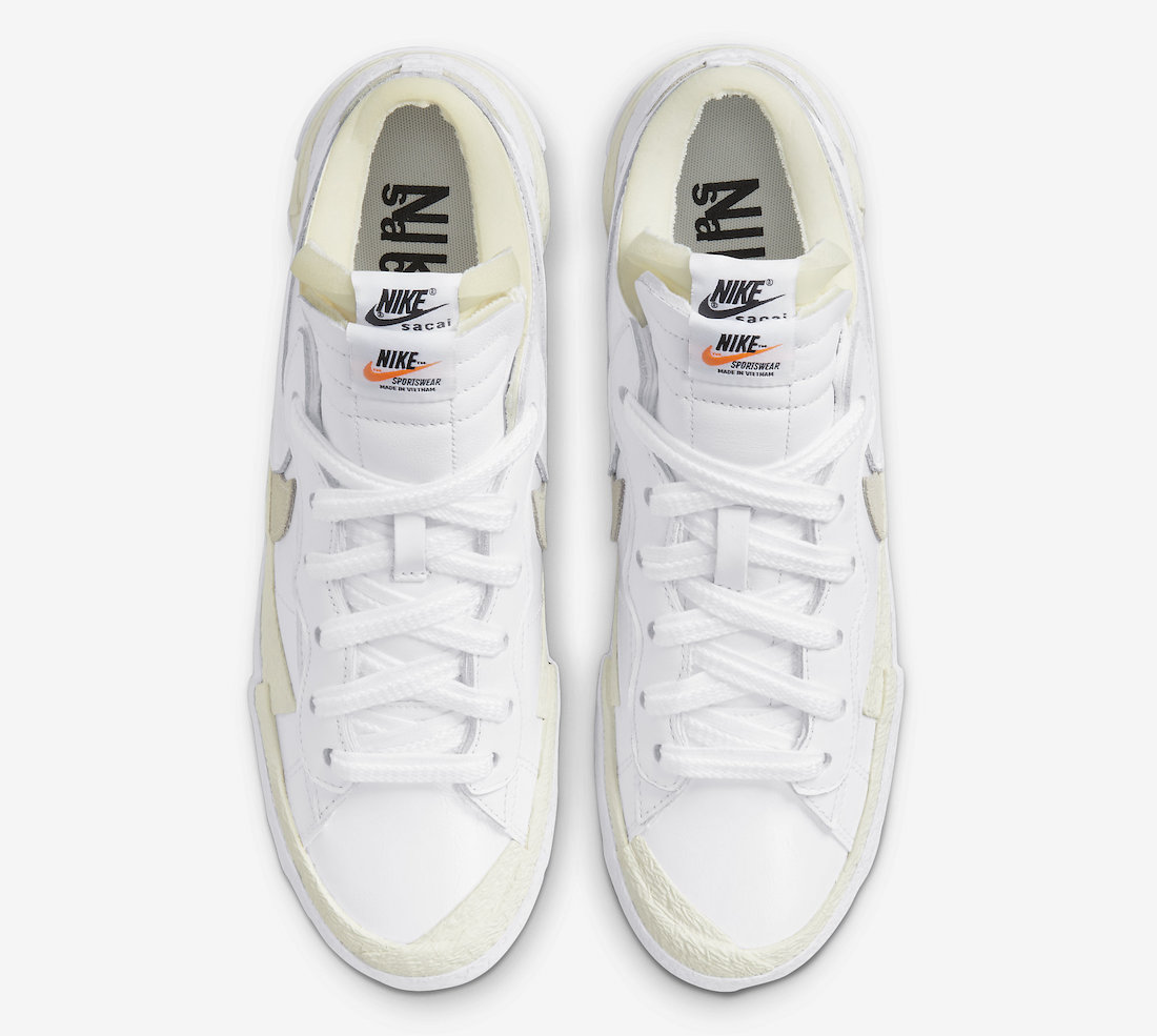 Sacai x Nike Blazer Low White Patent DM6443-100 Release Date