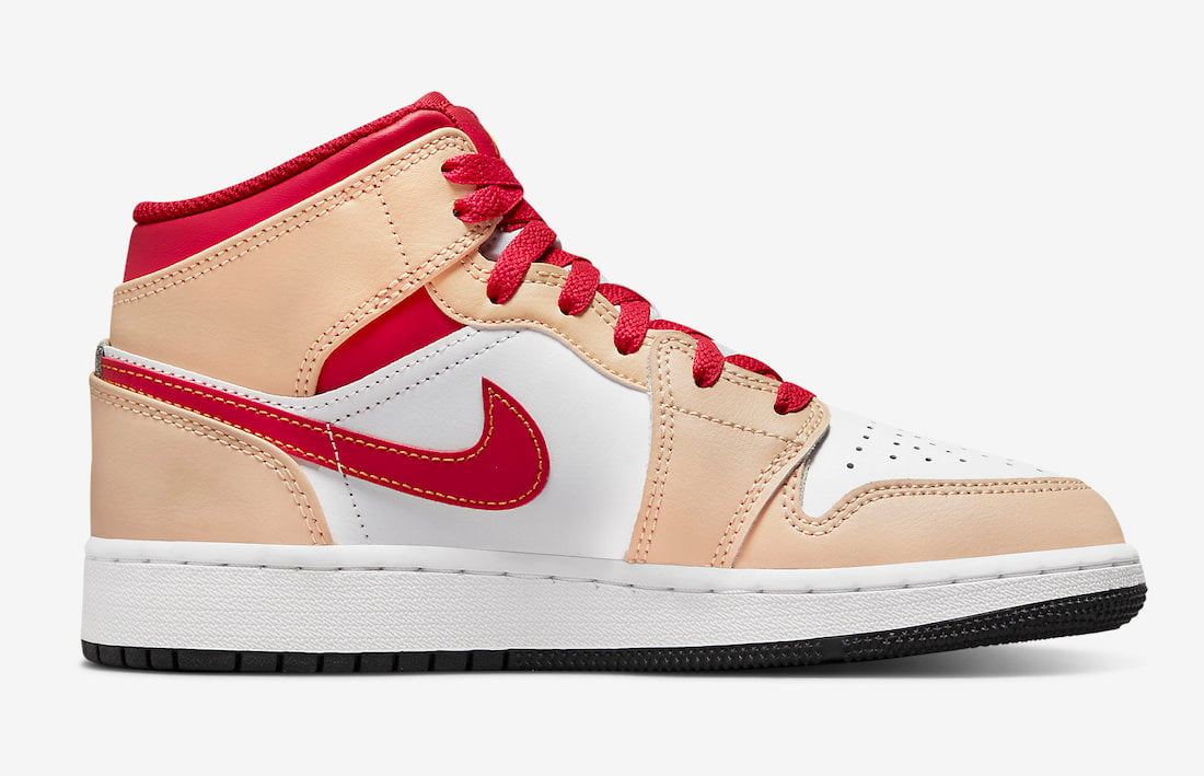 Air Jordan 1 Mid GS Beige Red 554725-201 Release Date Info