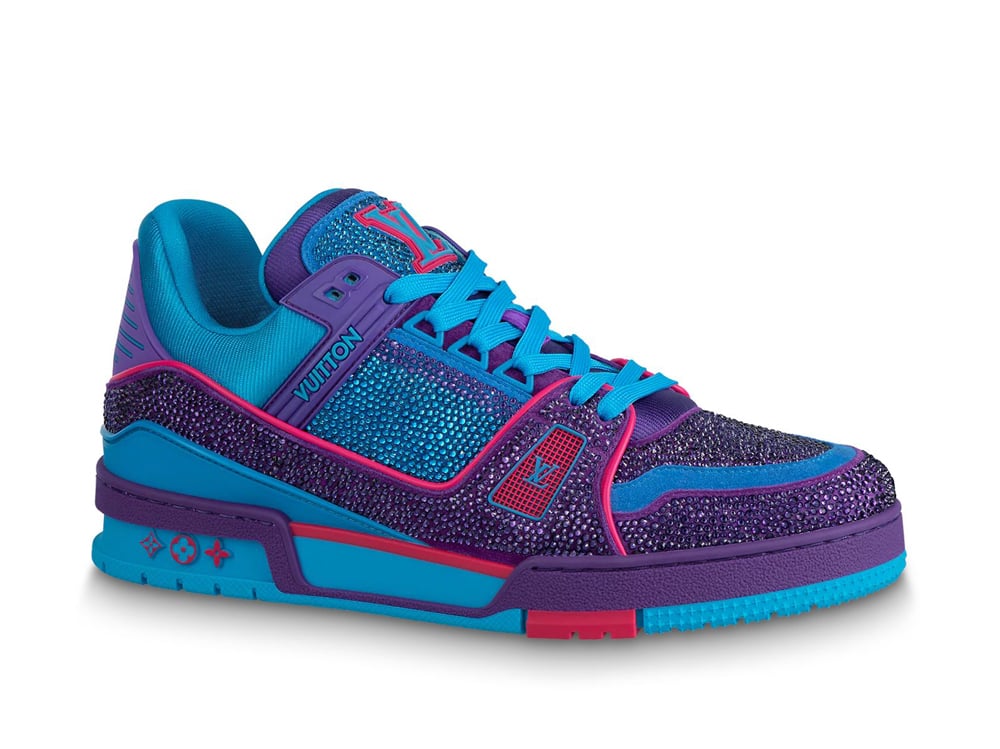 Louis Vuitton LV Trainer Crystals Blue Purple Pink Release Date Info