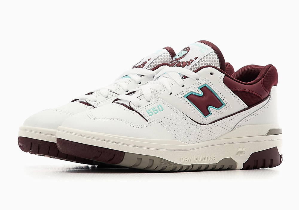 New Balance 550 Releasing with Burgundy and Blue Accents