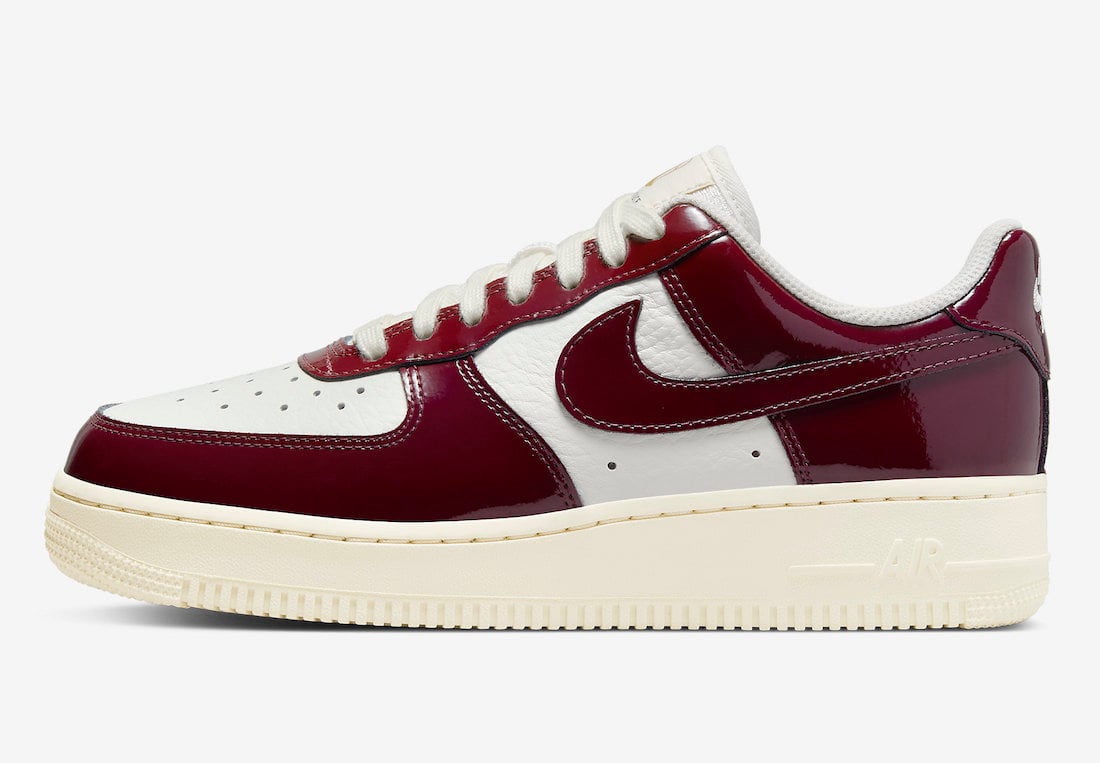 Nike Air Force 1 Low Patent White Burgundy DQ8583-100 Release Date Info