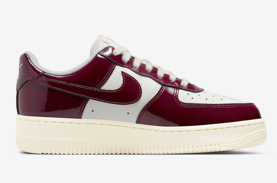 Nike Air Force 1 Low Patent White Burgundy DQ8583-100 Release Date Info