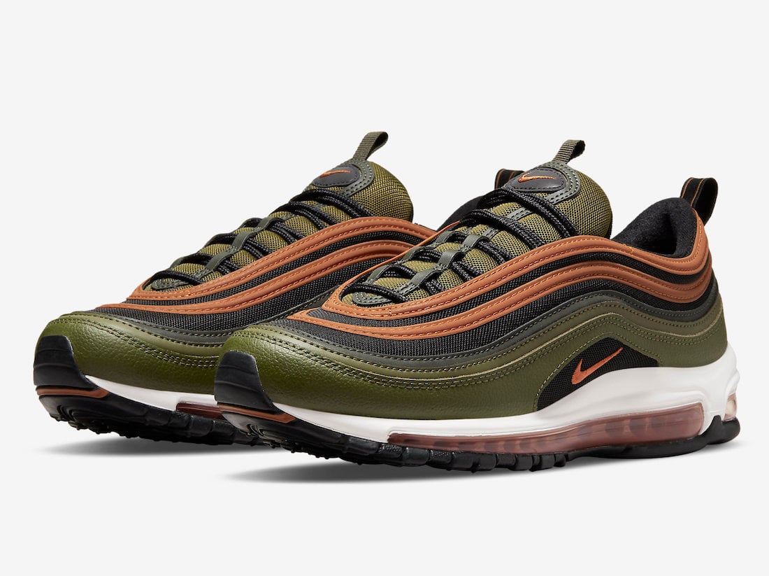 olive green and orange air max 97