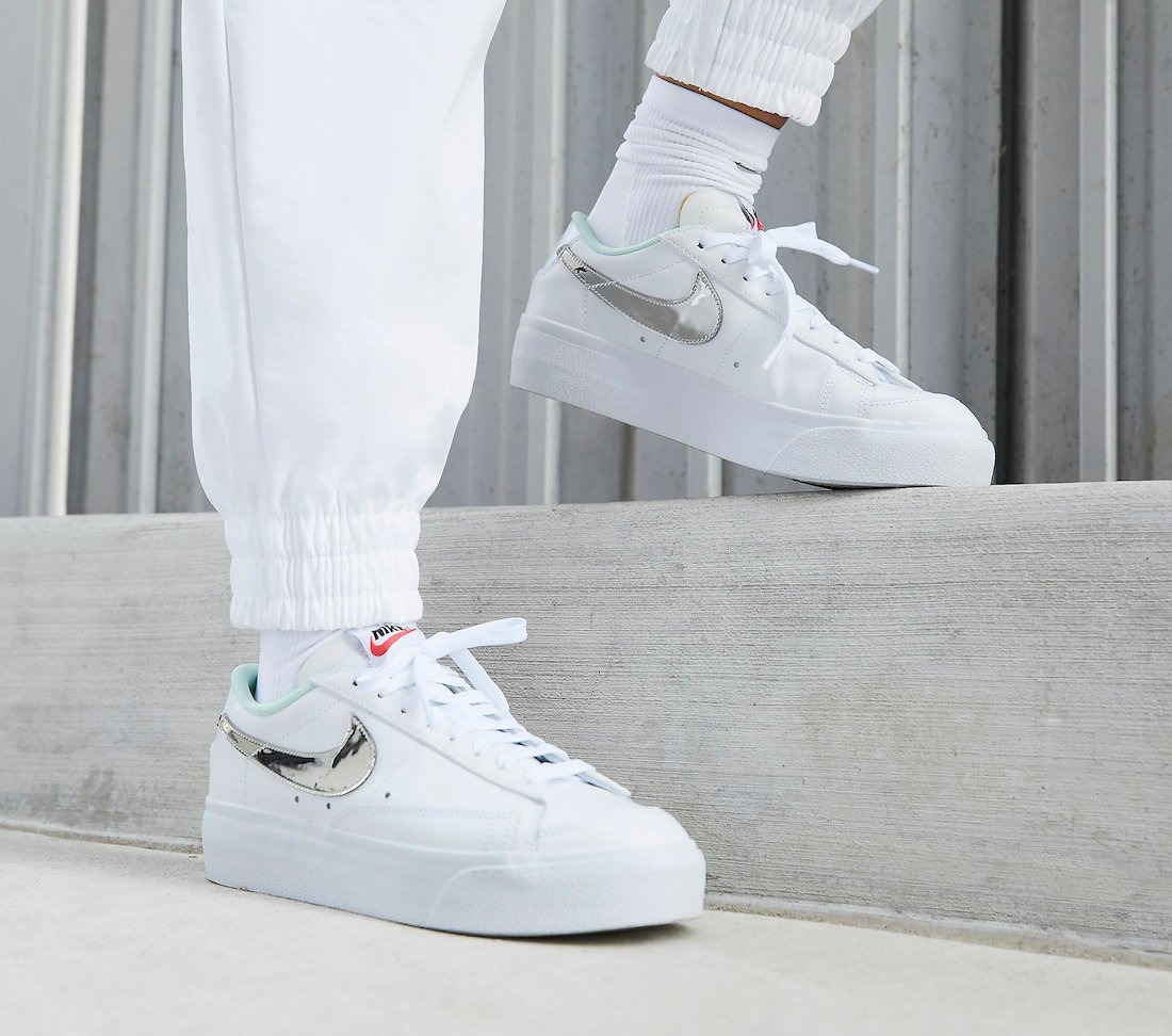 Nike Blazer Low Platform White Mint Chrome DQ7654-100 Release Date Info