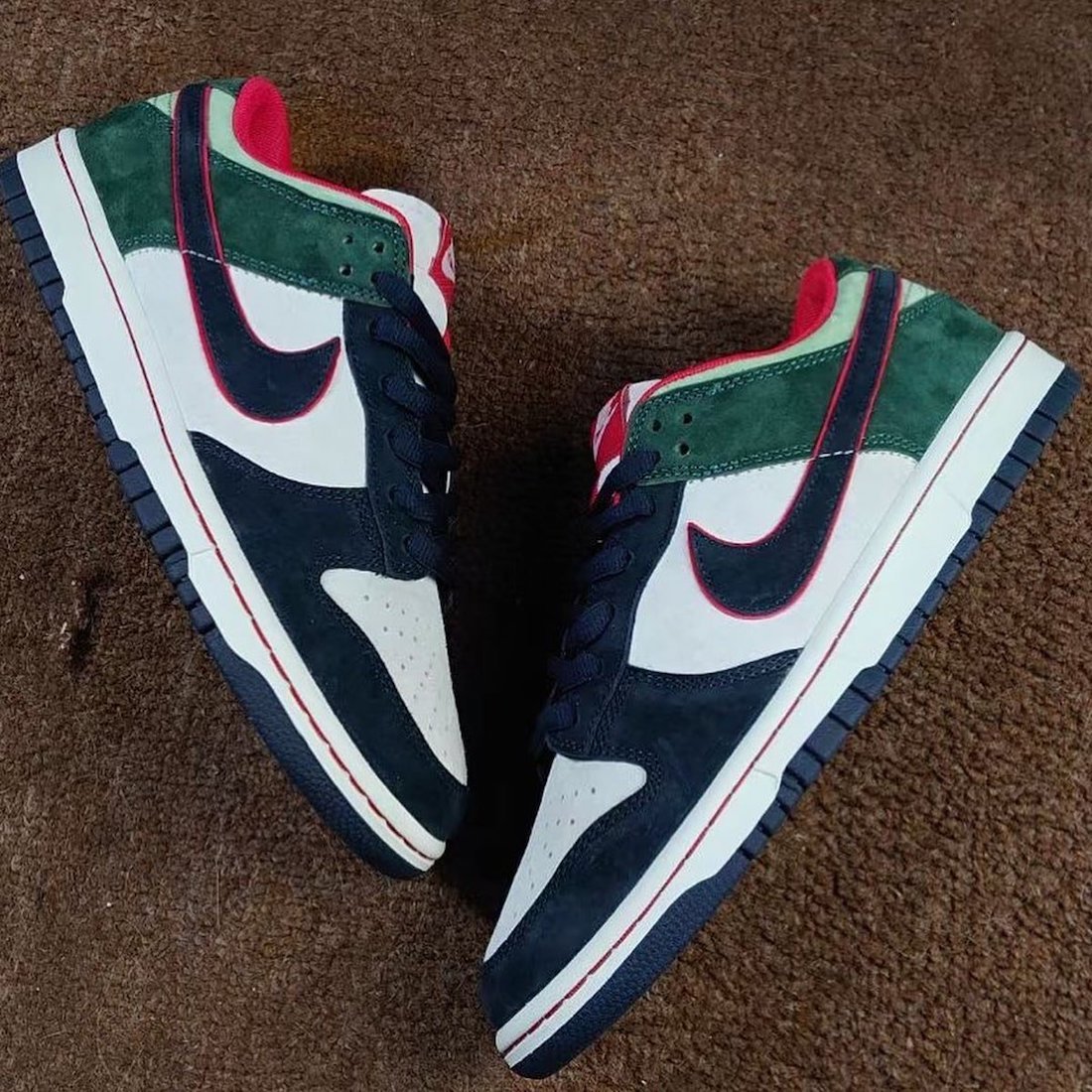 Nike Dunk Low White Navy Green Red