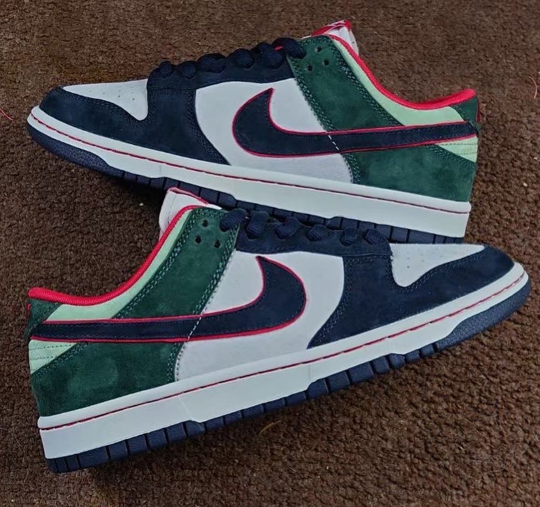 Nike Dunk Low White Navy Green Red