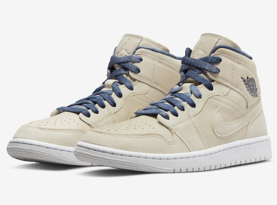 Air Jordan 1 Mid Sanddrift Midnight Navy White Sail WMNS DM9126-104 Release Date Info