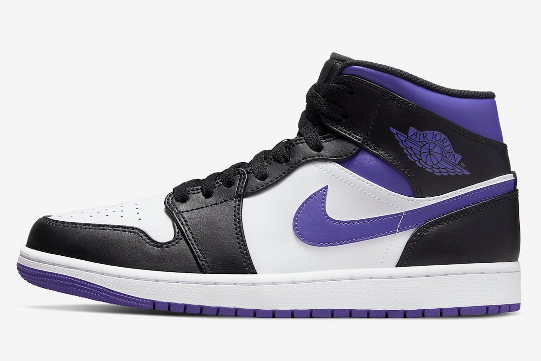 Air Jordan 1 Mid White Black Purple 554724-095 Release Date Info