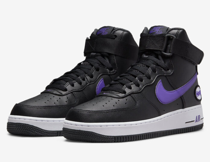 black and purple air force ones