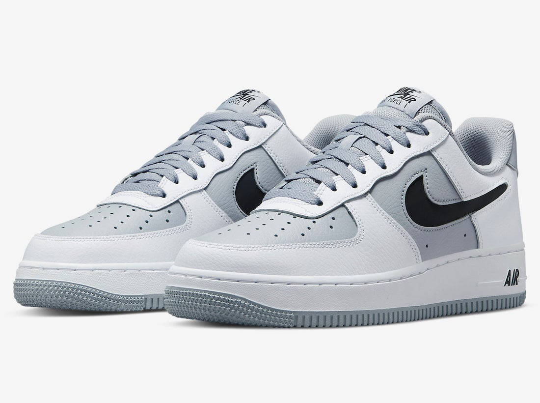 Nike Air Force 1 in Grey and White with Cut-Out Swoosh Logos