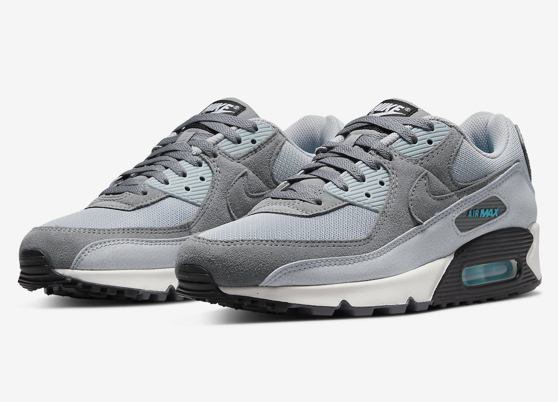 Nike Air Max 90 Highlighted in Grey with Chlorine Blue Accents