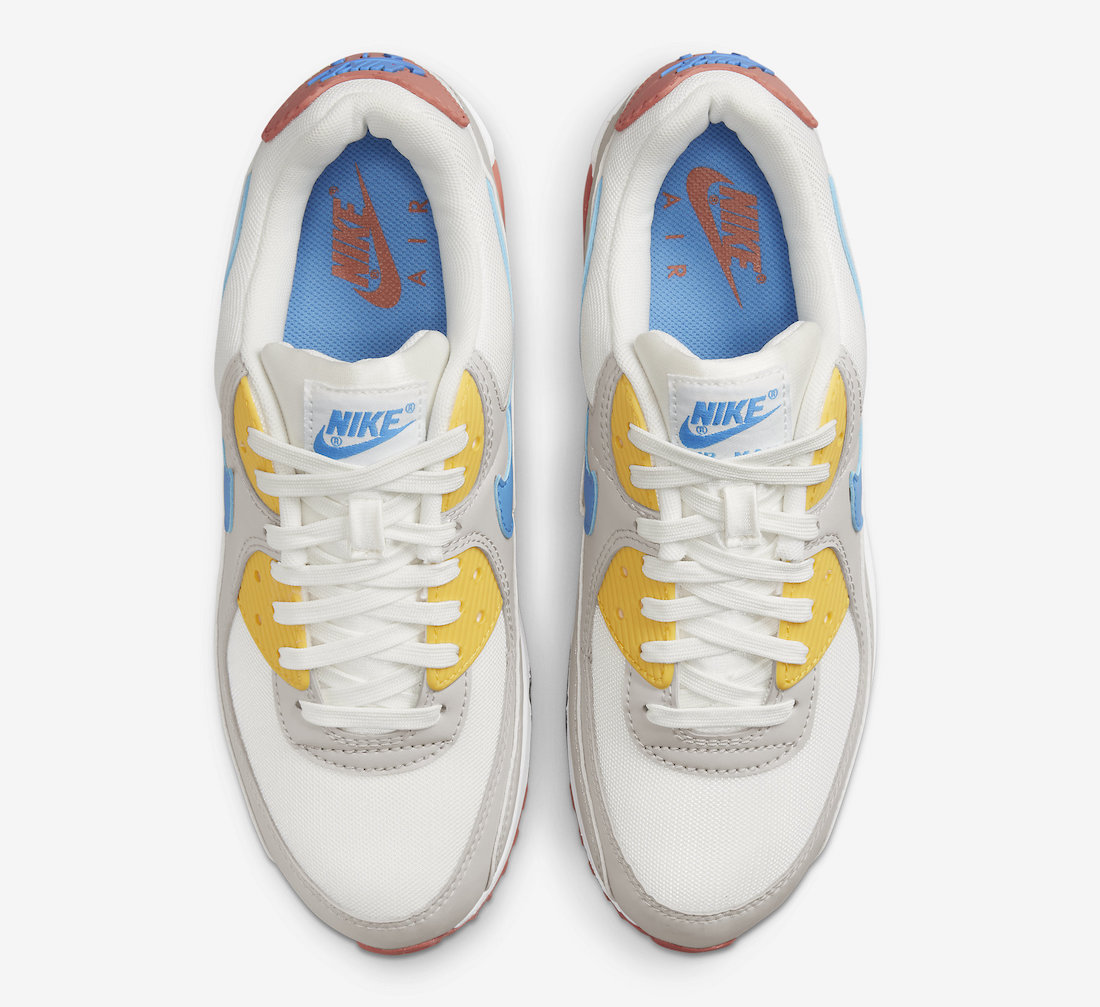 Nike Air Max 90 White Grey Pink Blue Yellow DJ9991-100 Release Date Info