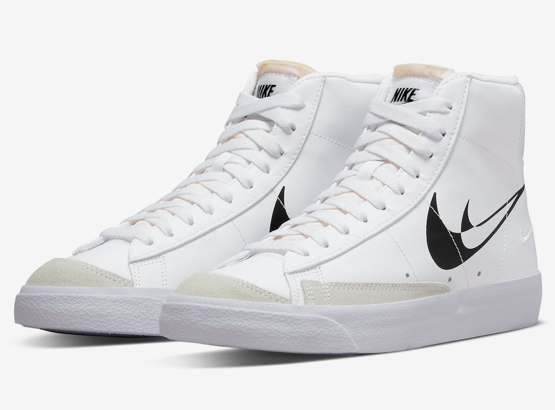 Nike Blazer Mid ’77 in White and Black with Dual Swooshes