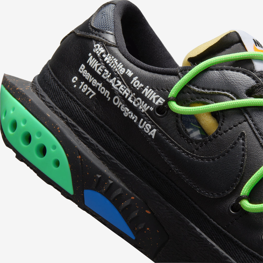 Off-White Nike Blazer Low Black Electro Green DH7863-001 Release Date Info