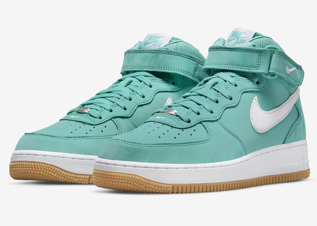 Nike Air Force 1 Mid in Turquoise with Gum Soles