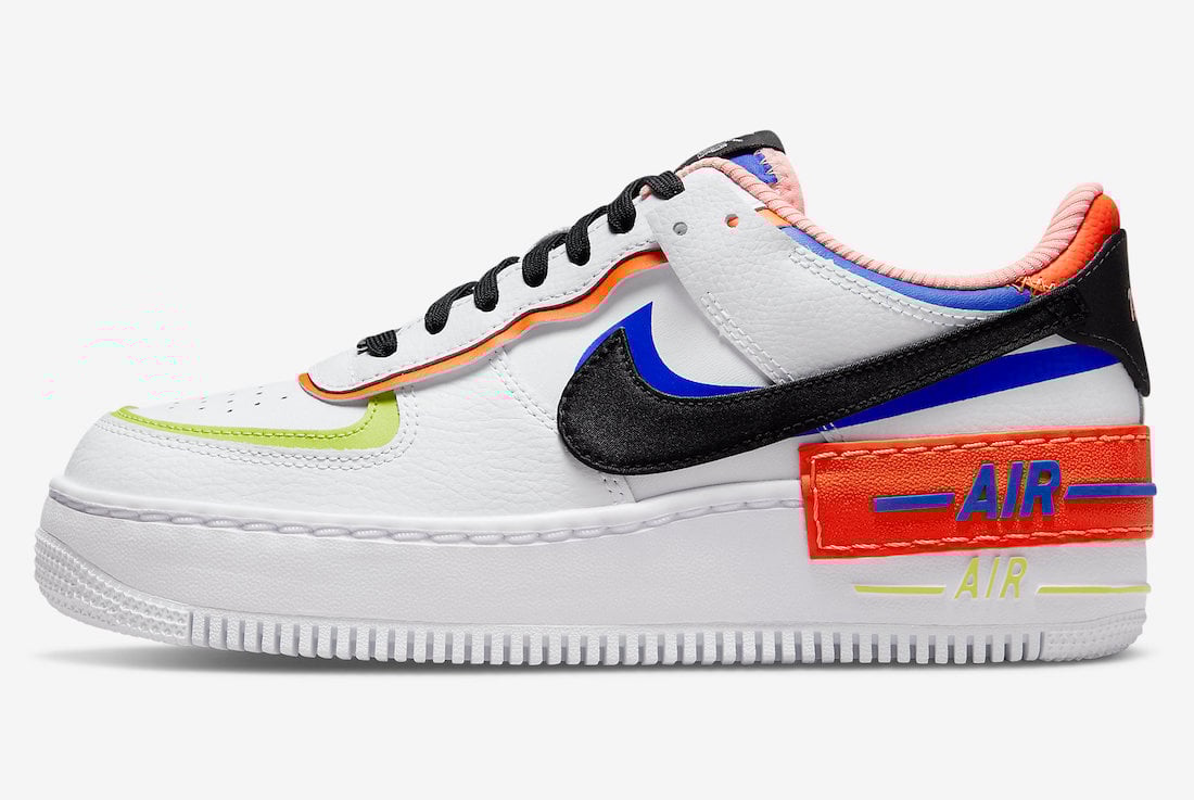 Nike Air Force 1 Shadow White Black Racer Blue Atomic Green DV2186-100 Release Date Info