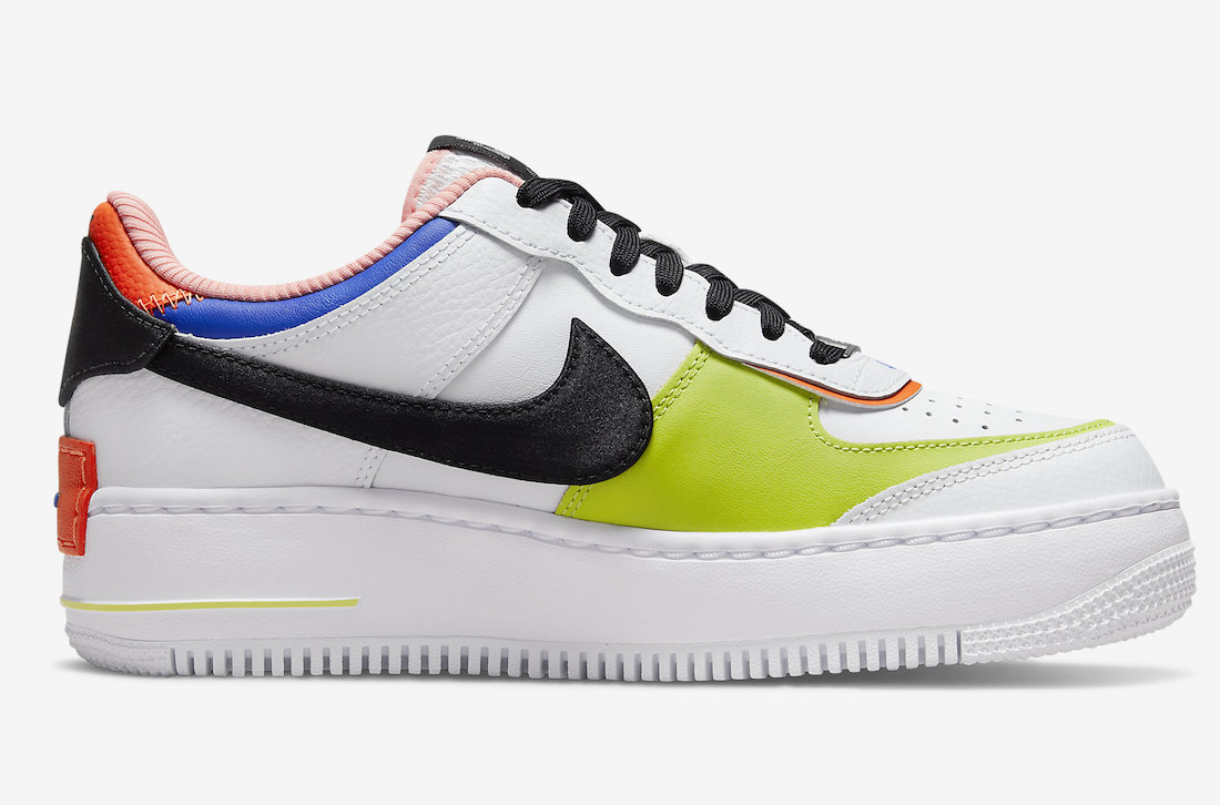 Nike Air Force 1 Shadow White Black Racer Blue Atomic Green DV2186-100 Release Date Info