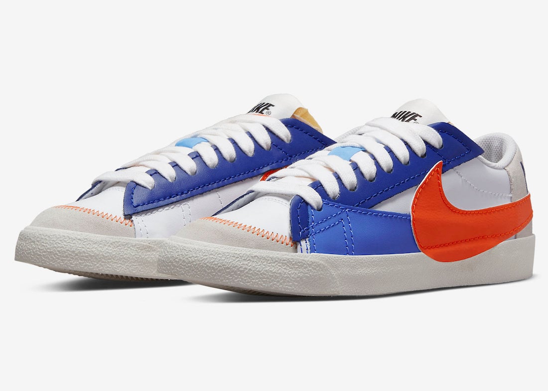 Nike Blazer Low Jumbo Highlighted in Sapphire Blue and Safety Orange