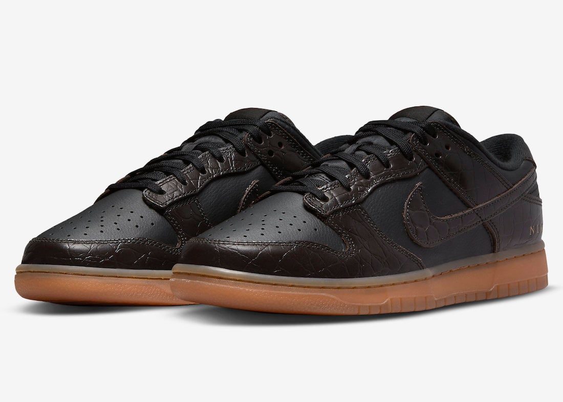 Nike Dunk Low in Velvet Brown and Black with Croc Overlays