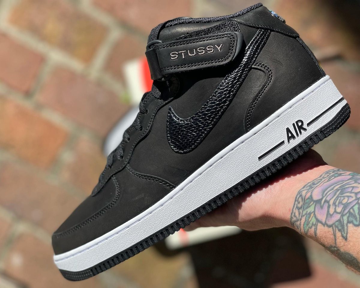 Stussy Nike Air Force 1 Mid Black White DJ7840-001 Release Details