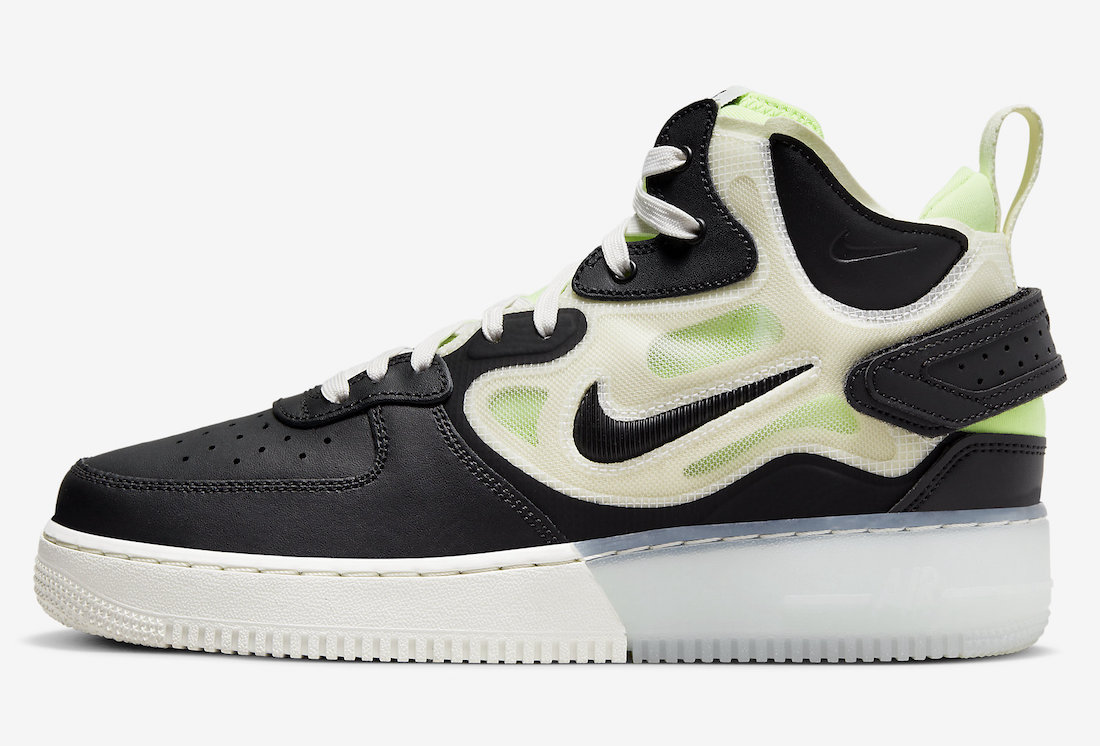 Nike Air Force 1 Mid React Black Neon DQ1872-100 Release Date Info