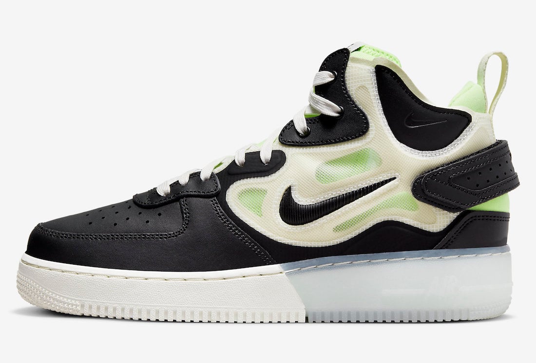 Nike Air Force 1 Mid React Black Neon DQ1872-100 Release Date Info