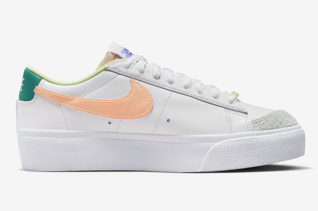 Nike Blazer Low Platform White Peach Purple Green DX3719-100 Release Date Info