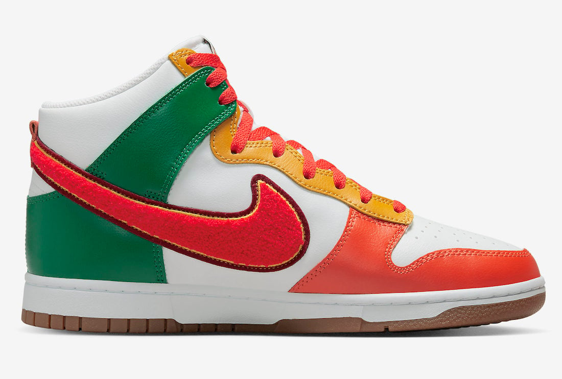 Nike Dunk High White Habanero Red Team Red Malachite DR8805-100 Release Date Info