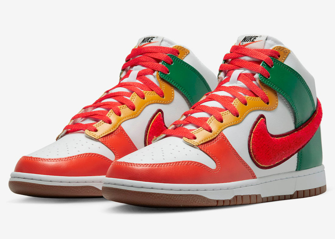 Nike Dunk High White Habanero Red Team Red Malachite DR8805-100 Release Date Info