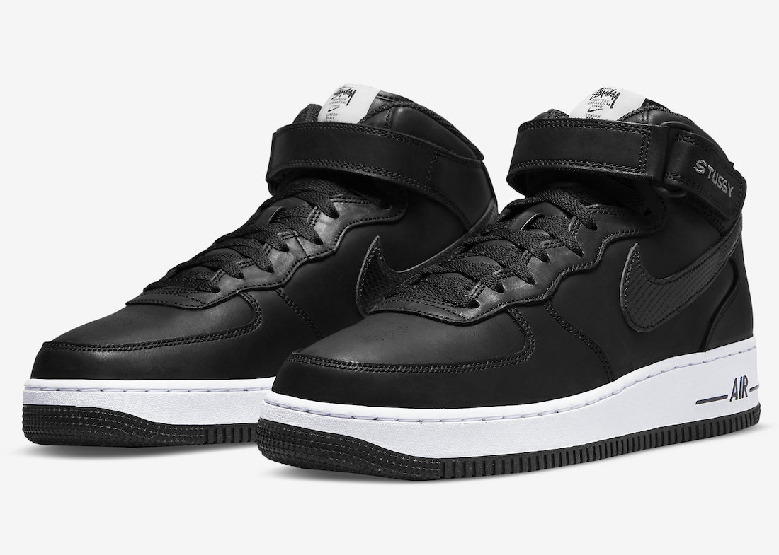 Stussy x Nike Air Force 1 Mid ‘Black’ Official Images