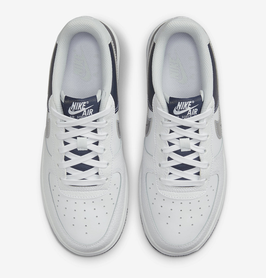 Nike Air Force 1 Low GS White Metallic Silver Midnight Navy DQ6048