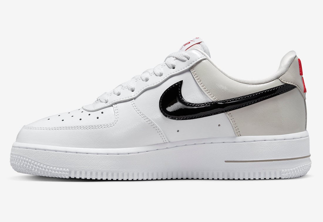 Nike Air Force 1 Low Light Iron Ore Black White University Red DQ7570-001 Release Date Info