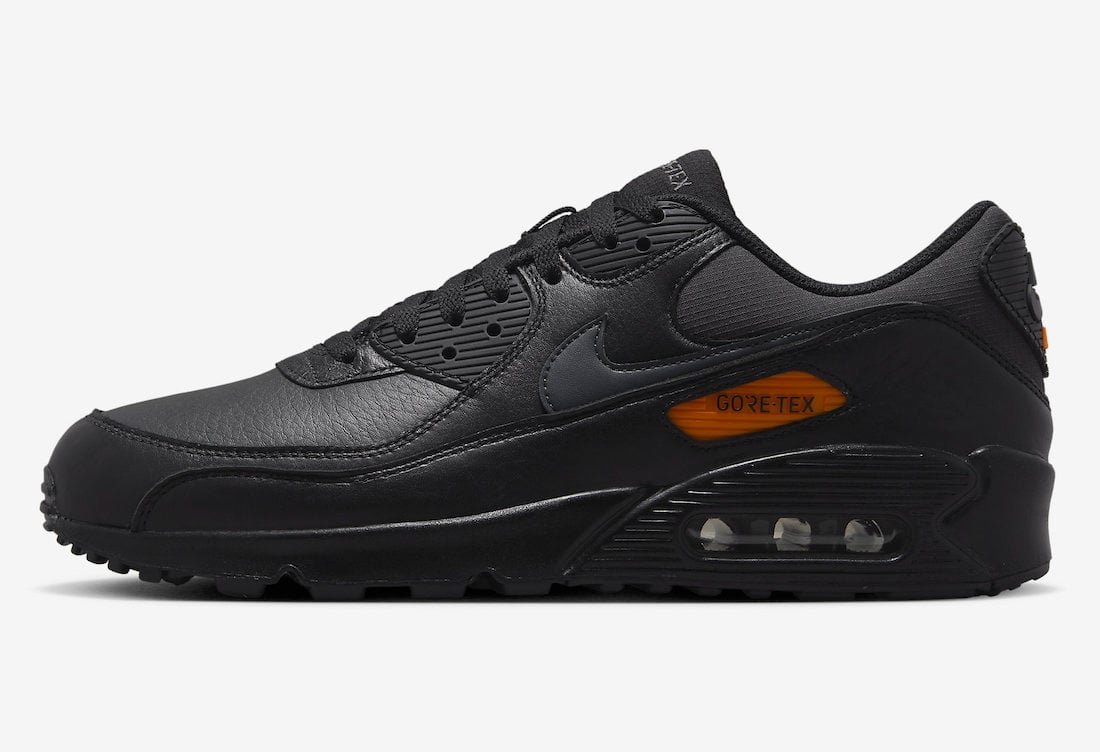 Nike Air Max 90 Gore-Tex Black Anthracite Safety Orange DJ9779-002 Release Date Info