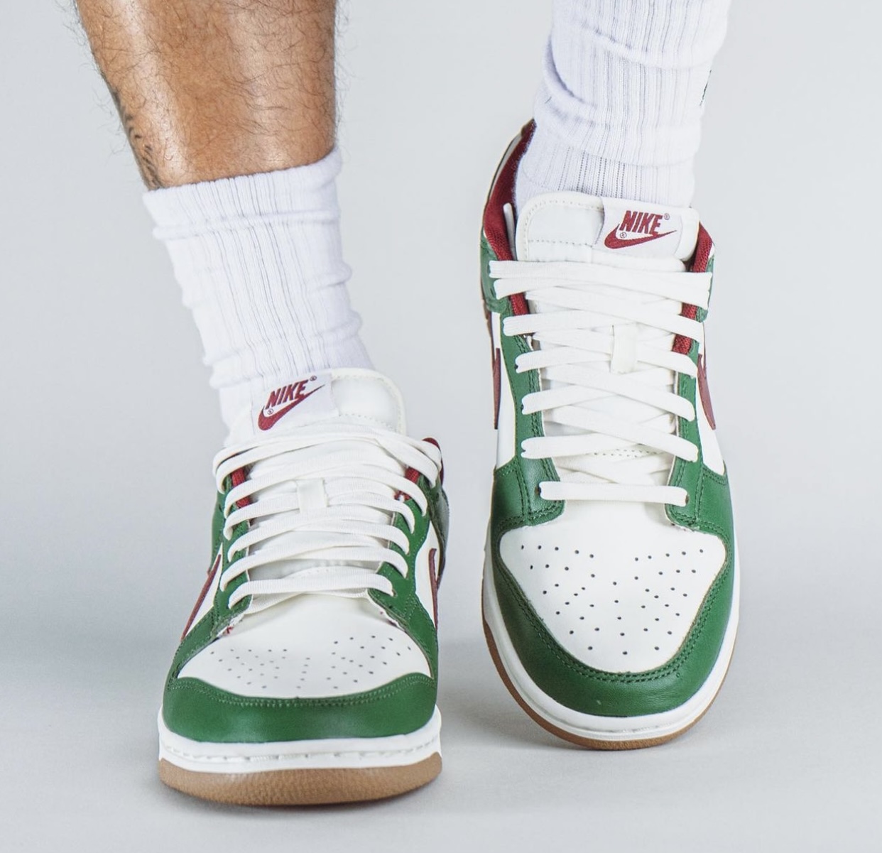 Nike Dunk Low Gorge Green Team Red FB7160-161 On-Feet
