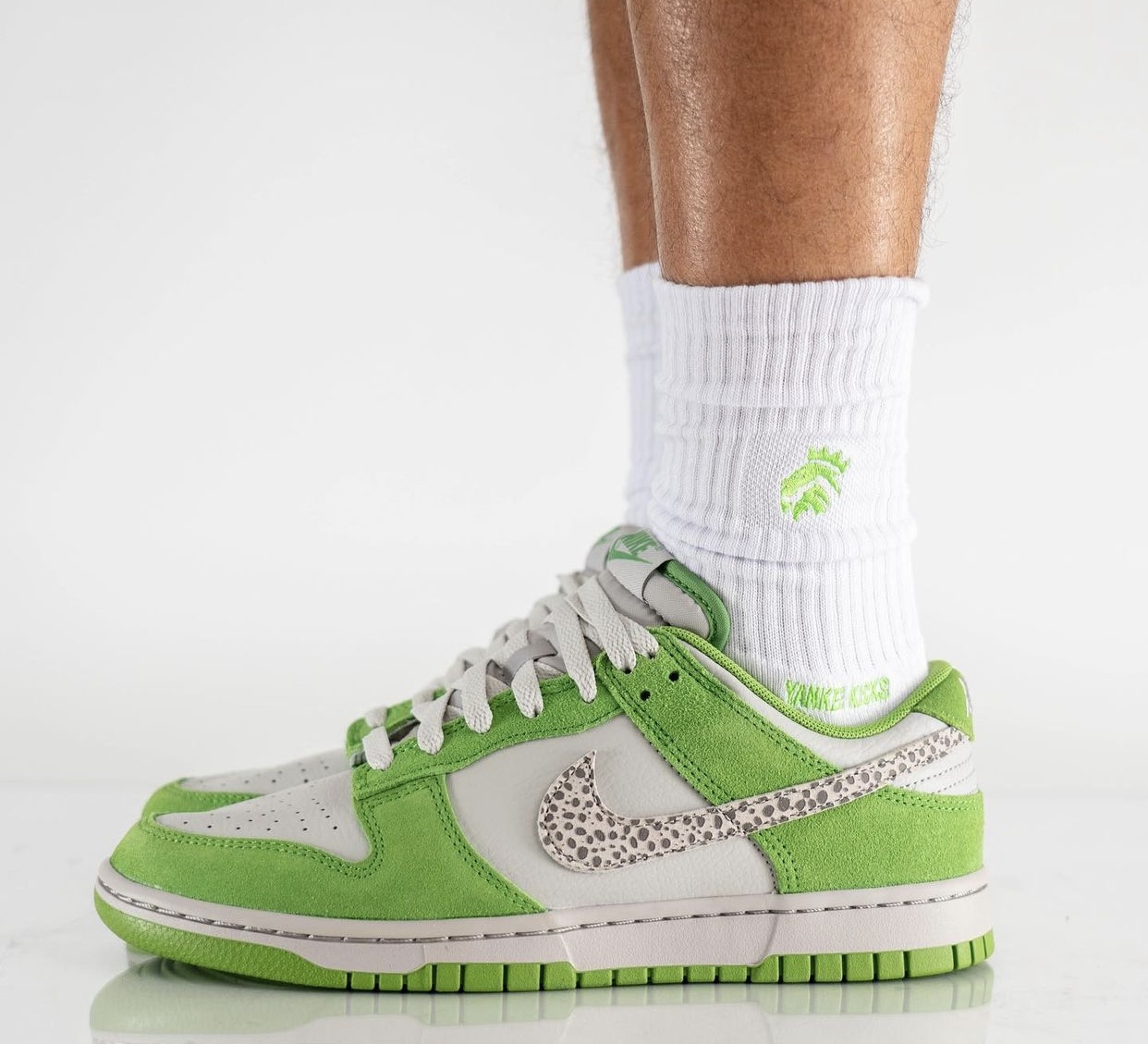 Nike Dunk Low Safari Swoosh Chlorophyll  DR0156-300 On-Feet
