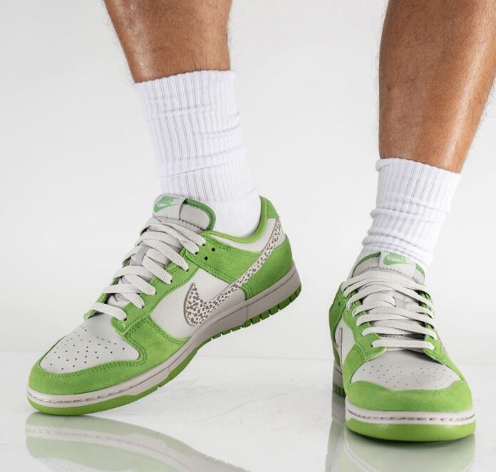 How the Nike Dunk Low Safari Swoosh ‘Chlorophyll’ Looks OnFeet