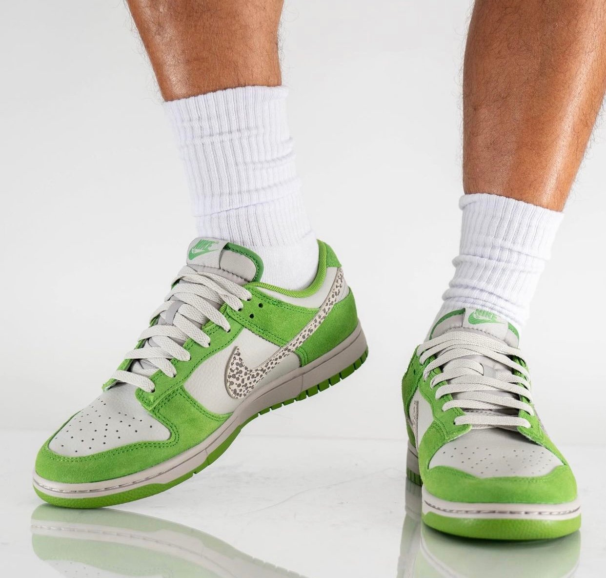 Nike Dunk Low Safari Swoosh Chlorophyll  DR0156-300 On-Feet