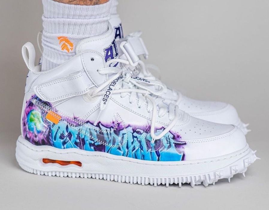 How the Off-White x Nike Air Force 1 Mid ‘Graffiti’ Looks On-Feet