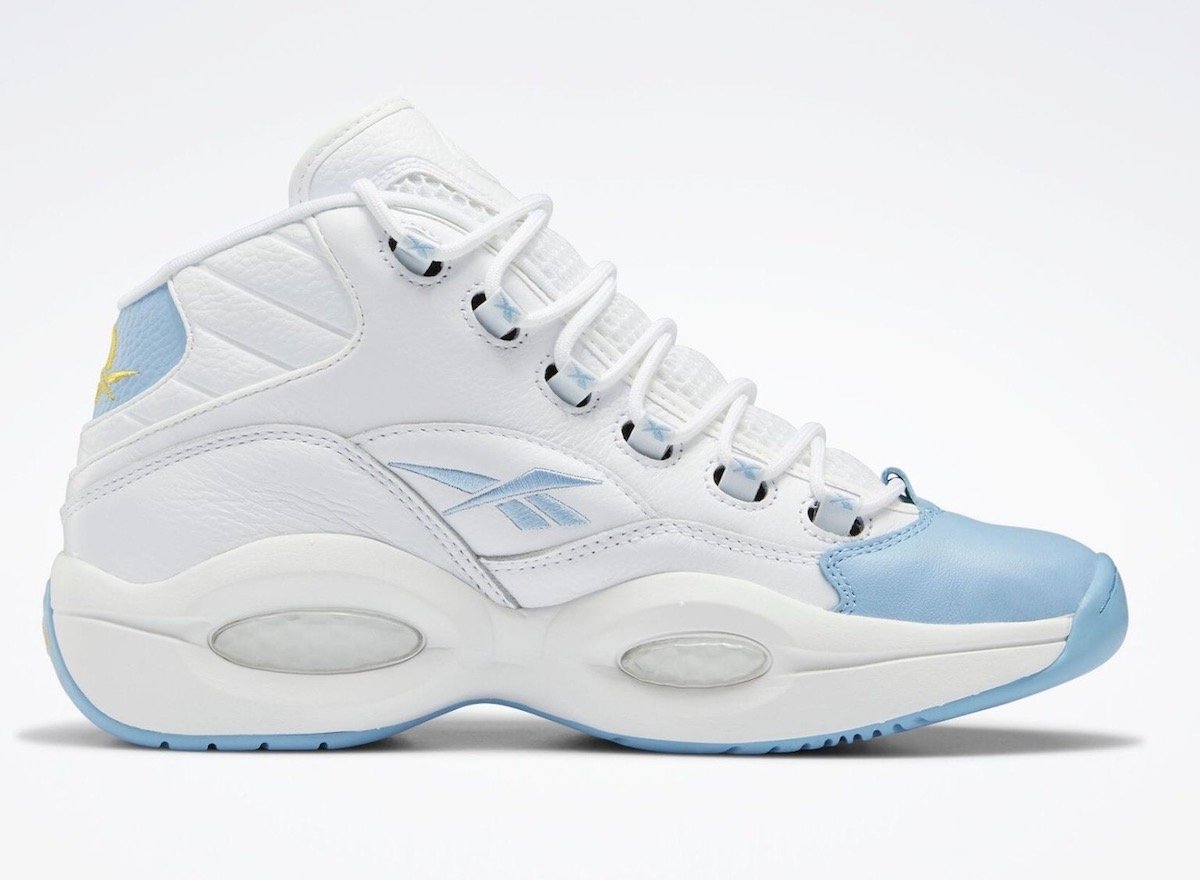 Reebok Question Mid Denver Nuggets White Fluid Blue Toxic Yellow GW8854 Release Date Info