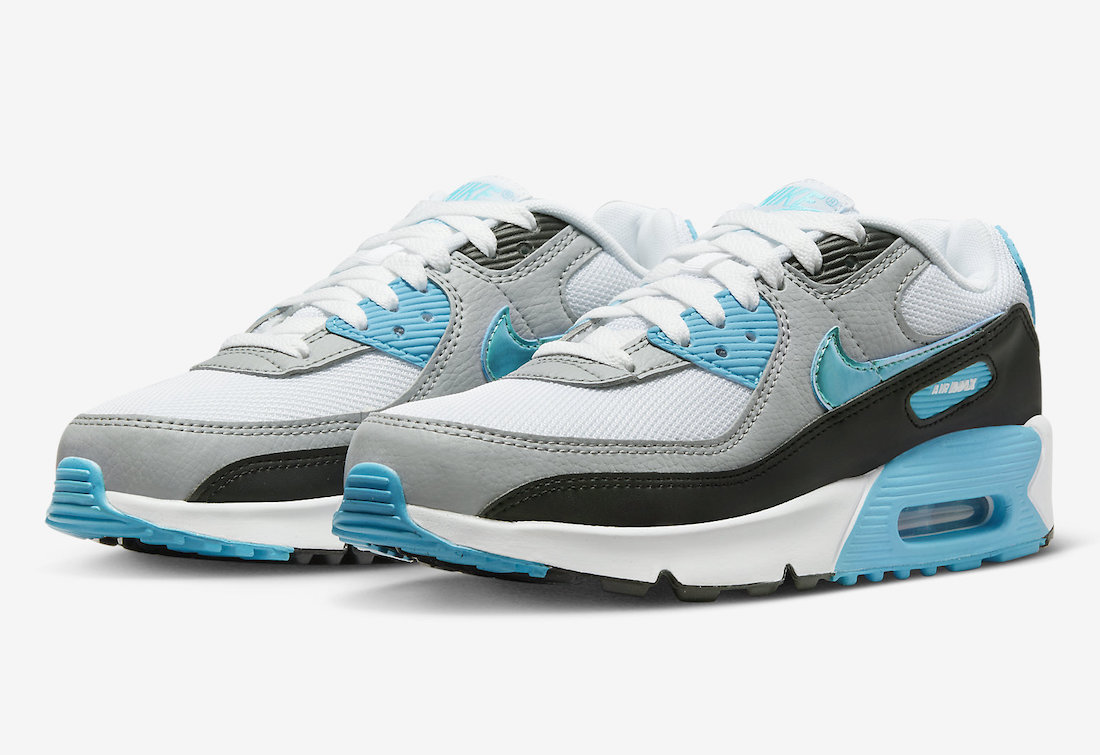 Nike Air Max 90 in Laser Blue with Metallic Swooshes