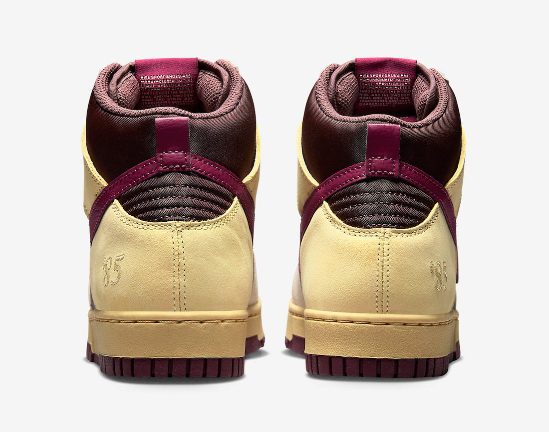 Nike Dunk High 1985 Valentines Day Alabaster Rosewood Earth Night Maroon FD0794-700 Release Date Info