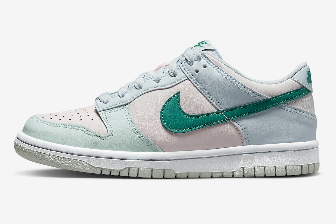 Nike Dunk Low GS Football Grey Mineral Teal Pearl Pink FD1232-002 Release Date Info